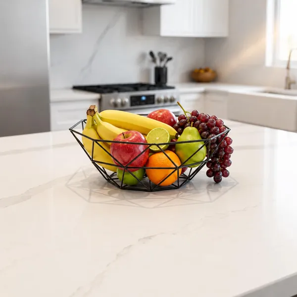 OMKARIXA_Modern_Mesh_Decorative_Fruit_Bowl_|_30cm_Diamond_Metal_Wire_Fruit_Basket_|_Kitchen_Counter_&_Dining_Table_Fruit_Holder_|_Multipurpose_Storage_Basket_|_Black