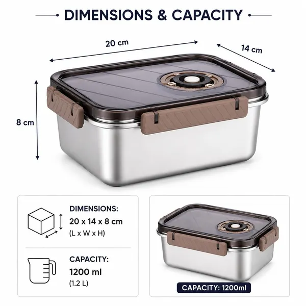 OMKARIXA_Stainless_Steel_Food_Storage_Box_|_1200_ML_Capacity_Leak-Proof_Lunch_Box_with_Secure_Lid_|_Portable_Food_Container_for_Refrigerator,_Travel,_Camping_&_Office