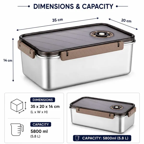 OMKARIXA_Stainless_Steel_Food_Storage_Box_|_5800_ML_Capacity_Leak-Proof_Lunch_Box_with_Secure_Lid_|_Portable_Food_Container_for_Refrigerator,_Travel,_Camping_&_Office
