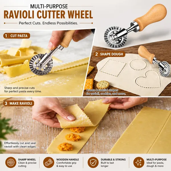 OMKARIXA_Ravioli_Cutter_Stamp_with_Roller_Wheel_|_1.3_Inch_Round_Pasta_Cutter_Mold_|_Wooden_Handle_&_Fluted_Edge_|_Dumpling,_Ravioli_&_Pastry_Press_for_Home_Kitchen