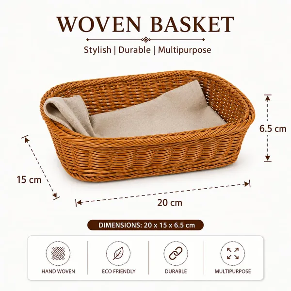 OMKARIXA_Rectangular_Bread_Basket_(Small)_|_Multipurpose_Bread_Serving_Basket_for_Bread,_Buns,_Rolls,_Fruits_&_Snacks_|_Tabletop_Storage_Basket