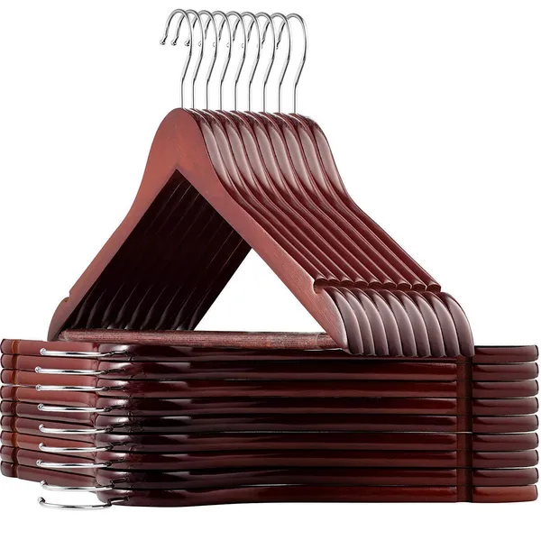 OMKARIXA_Wooden_Clothes_Hangers_Set_of_6_|_Walnut_Finish_Solid_Wooden_Hangers_for_Suits,_Pants,_Shirts,_Skirts_&_Jackets_|_Dark_Brown