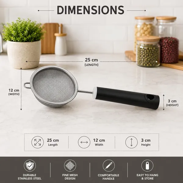 OMKARIXA_Fine_Mesh_Strainer_|_Stainless_Steel_Kitchen_Sieve_with_Brown_Handle_|_Multipurpose_Tea,_Flour,_Juice_&_Food_Strainer