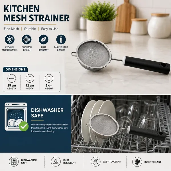 OMKARIXA_Fine_Mesh_Strainer_|_Stainless_Steel_Kitchen_Sieve_with_Brown_Handle_|_Multipurpose_Tea,_Flour,_Juice_&_Food_Strainer