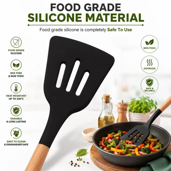 OMKARIXA_Black_Silicone_Slotted_Turner_with_Wooden_Handle_|_12_Inch_Kitchen_Spatula_for_Cooking,_Flipping_&_Serving_|_Heat_Resistant_Cooking_Utensil