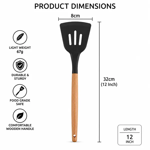 OMKARIXA_Black_Silicone_Slotted_Turner_with_Wooden_Handle_|_12_Inch_Kitchen_Spatula_for_Cooking,_Flipping_&_Serving_|_Heat_Resistant_Cooking_Utensil