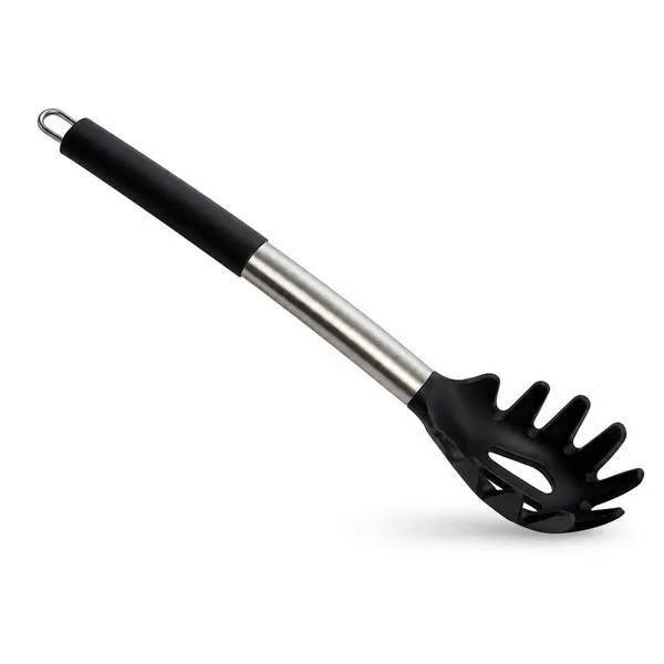 OMKARIXA_Non-Stick_Spaghetti_Server_|_Pasta_Spoon_with_Stainless_Steel_Handle_&_Black_Silicone_Grip_|_30_cm_Pasta_Serving_Spoon_for_Noodles,_Maggi,_Chowmein_&_Macaroni