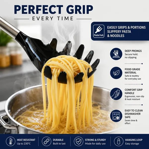 OMKARIXA_Non-Stick_Spaghetti_Server_|_Pasta_Spoon_with_Stainless_Steel_Handle_&_Black_Silicone_Grip_|_30_cm_Pasta_Serving_Spoon_for_Noodles,_Maggi,_Chowmein_&_Macaroni