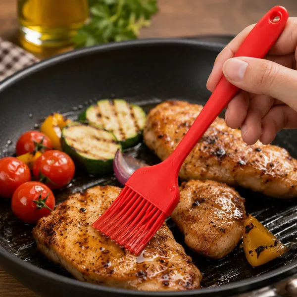 OMKARIXA_Silicone_Pastry_Brush_|_24_cm_Heat_Resistant_Oil_&_Basting_Brush_|_Baking,_Grilling,_Barbecue_&_Cooking_Brush_|_Red_|_Pack_of_1