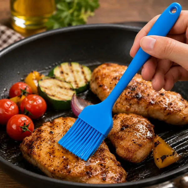 OMKARIXA_Silicone_Pastry_Brush_|_24_cm_Heat_Resistant_Oil_&_Basting_Brush_|_Baking,_Grilling,_Barbecue_&_Cooking_Brush_|_Blue_|_Pack_of_1