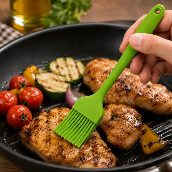 OMKARIXA_Silicone_Pastry_Brush_|_24_cm_Heat_Resistant_Oil_&_Basting_Brush_|_Baking,_Grilling,_Barbecue_&_Cooking_Brush_|_Green_|_Pack_of_1