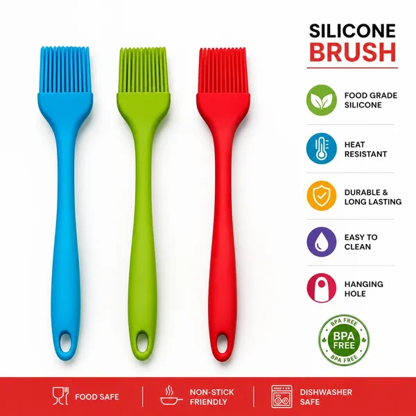 OMKARIXA_Silicone_Pastry_Brush_|_24_cm_Heat_Resistant_Oil_&_Basting_Brush_|_Baking,_Grilling,_Barbecue_&_Cooking_Brush_|_Green_|_Pack_of_1