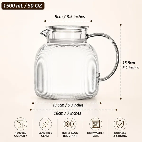 OMKARIXA_Water_Pitcher_with_Lid_&_Spout_|_1.5_L_Clear_Acrylic_Fridge_Jug_|_Multipurpose_Water_&_Juice_Serving_Pitcher_for_Kitchen,_Dining_&_Home