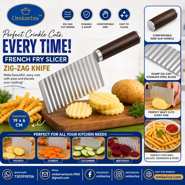 OMKARIXA_Stainless_Steel_Crinkle_Cutter_Knife_|_Wavy_Vegetable_&_Fruit_Slicer_|_Potato_Cutter_for_French_Fries,_Chips,_Salad_&_Food_Garnishing_|_Pack_of_1