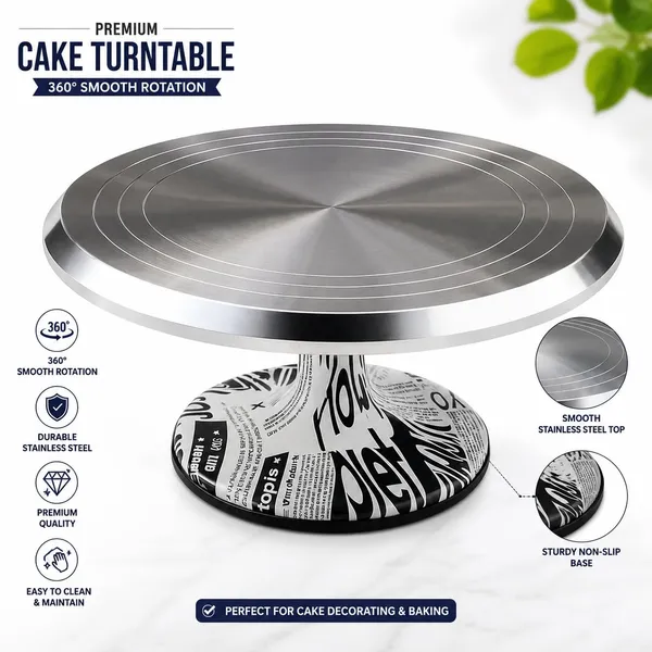 OMKARIXA_Cake_Decorating_Turntable_|_Rotating_Cake_Stand_&_Cake_Spinner_|_Cake_Holder_for_Icing,_Frosting_&_Decorating_Cakes_and_Desserts_|_Pack_of_1