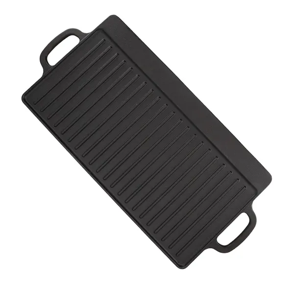 OMKARIXA_Cast_Iron_Reversible_Grill_&_Griddle_Pan_|_37_x_22_cm_BBQ_Griddle_Plate_|_Double-Sided_Grill_Pan_for_Gas,_Hob,_Oven_&_Induction_|_Pack_of_1