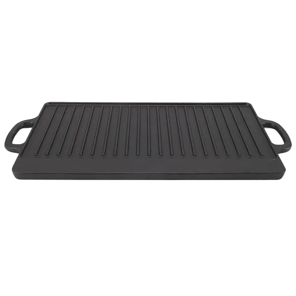 OMKARIXA_Cast_Iron_Reversible_Grill_&_Griddle_Pan_|_37_x_22_cm_BBQ_Griddle_Plate_|_Double-Sided_Grill_Pan_for_Gas,_Hob,_Oven_&_Induction_|_Pack_of_1