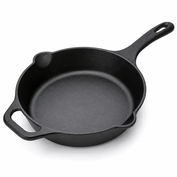 OMKARIXA_Pre-Seasoned_Cast_Iron_Frying_Pan_10_Inch_|_Heavy_Duty_Skillet_with_Long_Handle_&_Dual_Pour_Spouts_|_Induction,_Gas,_Oven_&_BBQ_Compatible