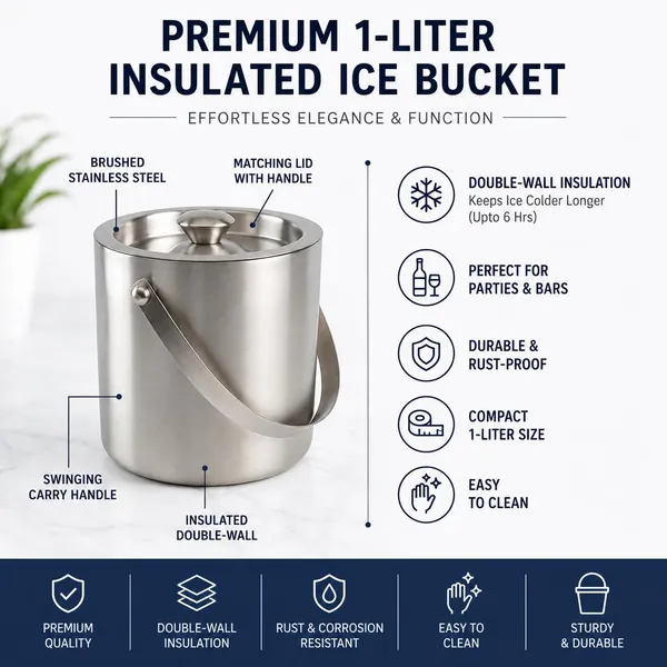 OMKARIXA_Double_Walled_Stainless_Steel_Insulated_Ice_Bucket_with_Lid_|_1_Litre_Ice_Bucket_for_Home,_Bar_&_Parties_|_Pack_of_1