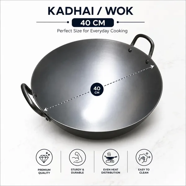 OMKARIXA_Carbon_Steel_Wok_40_cm_|_Double_Riveted_Handles_|_1.5_mm_Thick_Wok_for_Stir_Fry,_Deep_Fry_&_Everyday_Cooking_|_Pack_of_1