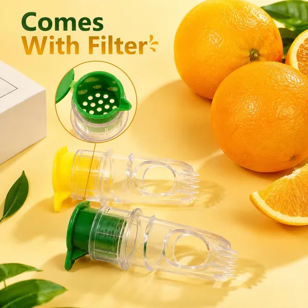 OMKARIXA_Manual_Lemon_Squeezer_with_Lid_&_Built-in_Filter_|_Clear_Citrus_Juice_Extractor_for_Lemon,_Lime_&_Orange_|_Portable_Handheld_Twist_Juicer_|_Pack_of_1
