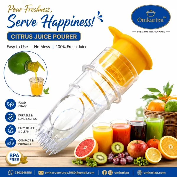 OMKARIXA_Manual_Lemon_Squeezer_with_Lid_&_Built-in_Filter_|_Clear_Citrus_Juice_Extractor_for_Lemon,_Lime_&_Orange_|_Portable_Handheld_Twist_Juicer_|_Pack_of_1