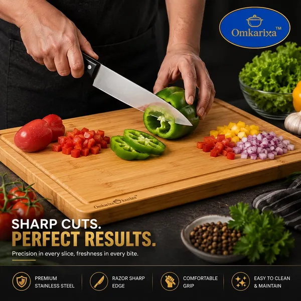 OMKARIXA_8_Inch_Stainless_Steel_Chef_Knife_|_Extremely_Sharp_Heavy_Duty_Kitchen_Knife_for_Cutting,_Chopping_&_Slicing_|_Professional_Cooking_Knife_|_Pack_of_1