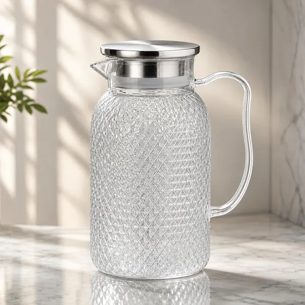 OMKARIXA_Transparent_Beverage_Pitcher_with_Steel_Lid_|_Cold_Water_Carafe_for_Juice,_Water_&_Drinks