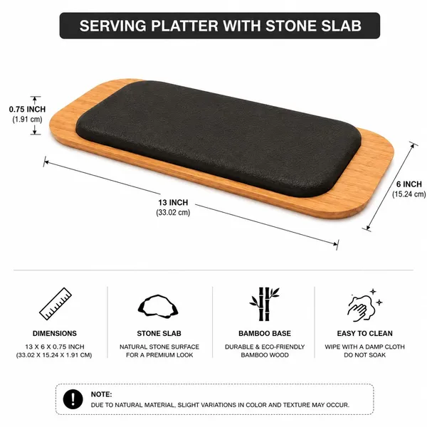 OMKARIXA_Lava_Stone_Sizzler_Platter_13_x_6_Inch_|_Rectangular_Hot_Serving_Plate_for_Sizzlers,_Steak,_Grilled_Food_&_Starters_|_Restaurant_&_Home_Use