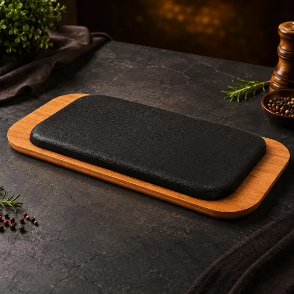 OMKARIXA_Lava_Stone_Sizzler_Platter_13_x_6_Inch_|_Rectangular_Hot_Serving_Plate_for_Sizzlers,_Steak,_Grilled_Food_&_Starters_|_Restaurant_&_Home_Use