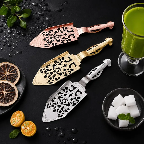 OMKARIXA_Absinthe_Spoon_304_Stainless_Steel_|_Gold_Wormwood_Cocktail_Filter_Spoon_with_Arc_Handle_|_Professional_Bar_&_Bartending_Accessory