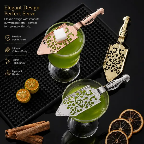 OMKARIXA_Absinthe_Spoon_304_Stainless_Steel_|_Gold_Wormwood_Cocktail_Filter_Spoon_with_Arc_Handle_|_Professional_Bar_&_Bartending_Accessory