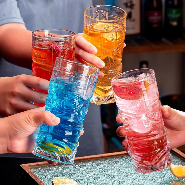 OMKARIXA_Clear_Tropical_Tiki_Glasses_420_ml_|_Cocktail_&_Mocktail_Drinking_Glasses_|_Tiki_Bar,_Party,_Iced_Tea_&_Lemonade_Glasses_|_Pack_of_2