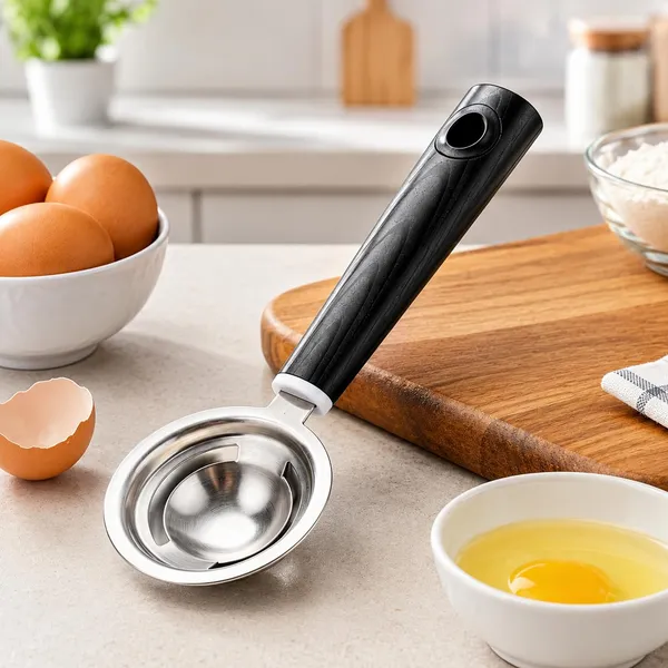 OMKARIXA_Stainless_Steel_Egg_Yolk_Separator_with_Black_Handle_|_Egg_White_&_Yolk_Separator_Tool_for_Kitchen,_Baking_&_Cooking_|_Pack_of_1