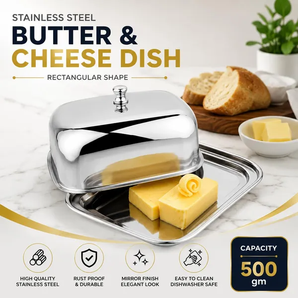 OMKARIXA_Stainless_Steel_Butter_Dish_with_Lid,_500_g_Capacity,_Butter_Storage_Container_for_Kitchen,_Dining_Table_&_Refrigerator