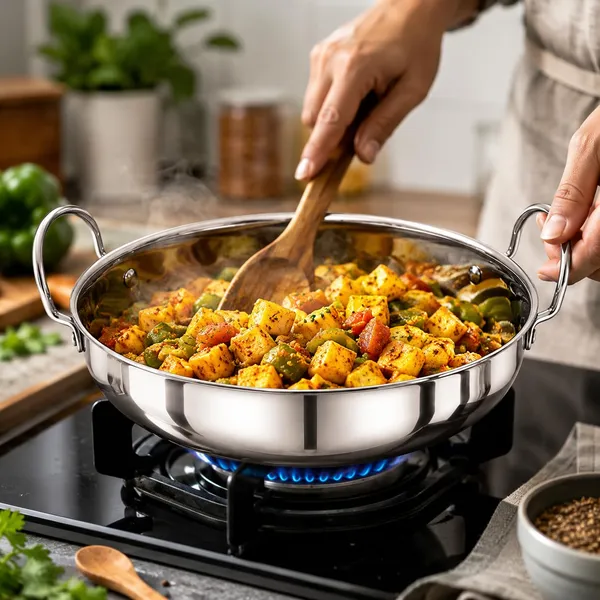 OMKARIXA_Mini_Kadhai_800ml,_16.5cm_Stainless_Steel_Serving_Kadai_for_Cooking,_Deep_Frying_&_2_Serving_Meals
