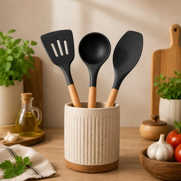 OMKARIXA_3-Piece_Black_Silicone_Kitchen_Utensil_Set_with_Wooden_Handles,_Heat_Resistant_Cooking_Tools,_Slotted_Turner,_Spatula_&_Ladle,_12_Inch