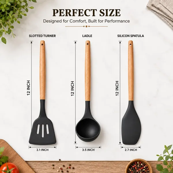 OMKARIXA_3-Piece_Black_Silicone_Kitchen_Utensil_Set_with_Wooden_Handles,_Heat_Resistant_Cooking_Tools,_Slotted_Turner,_Spatula_&_Ladle,_12_Inch