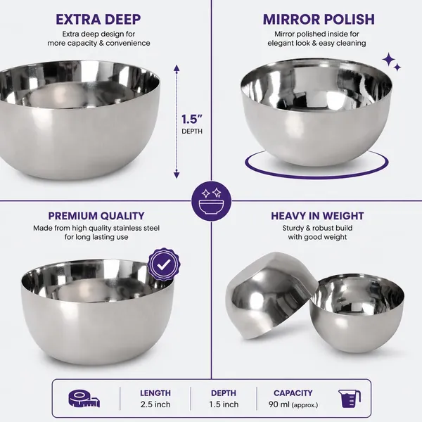 OMKARIXA_Stainless_Steel_Small_Bowls_Set_of_6_|_Heavy_Gauge_Apple_Vati_Katori_|_Chutney_&_Snack_Bowls_|_Mirror_Finish_|_90_ml