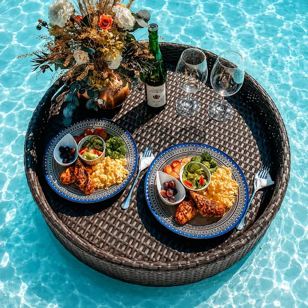 OMKARIXA_Floating_Serving_Tray_for_Pool,_Spa_&_Bath_|_Floating_Pool_Bar_Tray_|_Round_Brown_|_60_by_20_cm