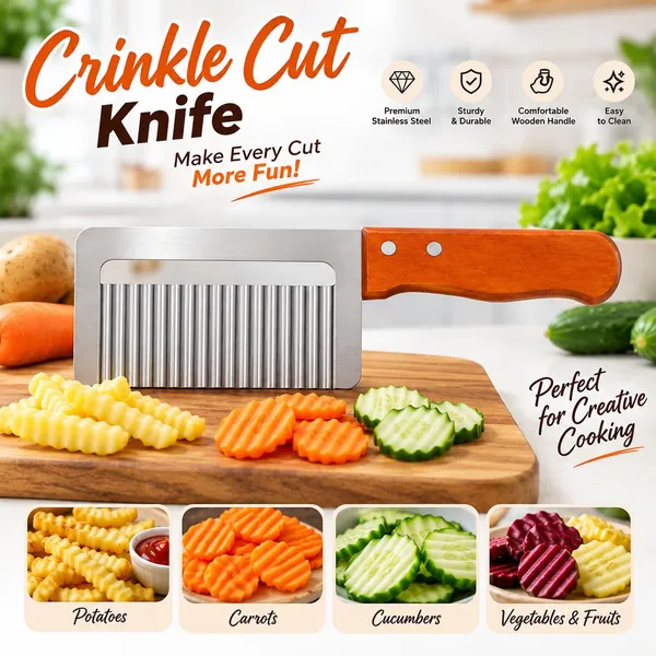 OMKARIXA_Vegetable_Salad_Chopping_Knife,_Wood_Handle_Serrator_Stainless_Steel_Crinkle_Blade_Cutter,_Wavy_Vegetable_Cutting_Tool_for_Salad,_Potato,_Carrot_&_Fruit