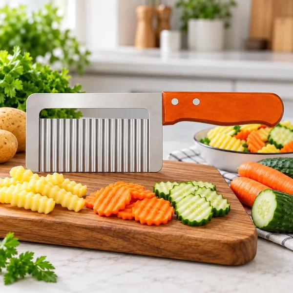 OMKARIXA_Vegetable_Salad_Chopping_Knife,_Wood_Handle_Serrator_Stainless_Steel_Crinkle_Blade_Cutter,_Wavy_Vegetable_Cutting_Tool_for_Salad,_Potato,_Carrot_&_Fruit