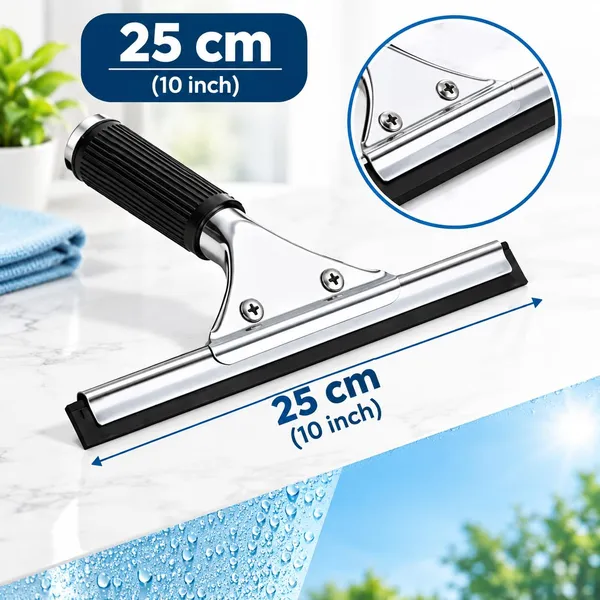 OMKARIXA_Stainless_Steel_Glass_Squeegee_25cm_|_Black_Window_Glass_Cleaning_Wiper_with_Handle_|_Streak-Free_Glass_Cleaner_for_Home,_Bathroom,_Shower_&_Car