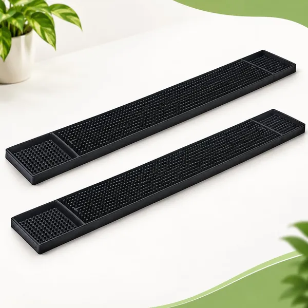 OMKARIXA_Bar_Mats_Set_of_2,_24_by_3_Inches_|_Black_Spill_Proof_Countertop_Mat_for_Home_Bar,_Restaurant_&_Coffee_Shop