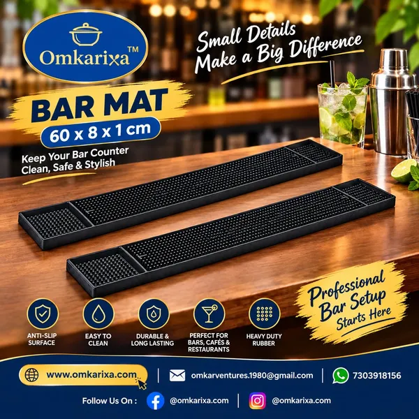 OMKARIXA_Bar_Mats_Set_of_2,_24_by_3_Inches_|_Black_Spill_Proof_Countertop_Mat_for_Home_Bar,_Restaurant_&_Coffee_Shop