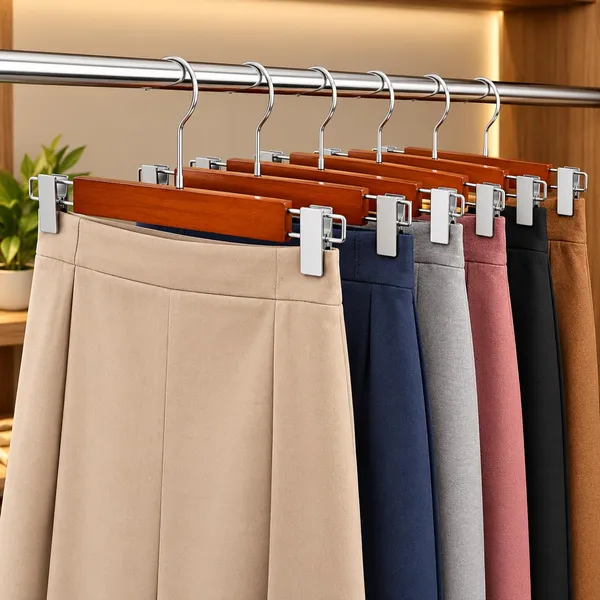 OMKARIXA_Wooden_Pants_Hangers_with_Metal_Clips,_360_Degree_Swivel_Hook,_Cherry_Wood,_Pack_of_6