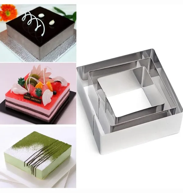 OMKARIXA_Stainless_Steel_Square_Cake_Ring_Mould_Set_of_3_|_Small,_Medium_&_Large_|_Cake_Baking_&_Layering_Moulds