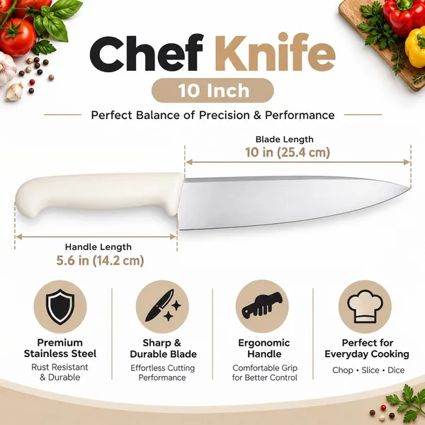 OMKARIXA_10_Inch_Professional_Chef_Knife_|_Stainless_Steel_Kitchen_Knife_|_Ultra_Sharp_Blade_|_Corrosion_Resistant_|_Pointed_Handle_|_Japanese_Grade_|_Home_&_Commercial_Kitchen,_White