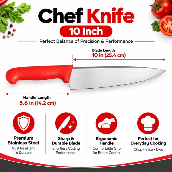 OMKARIXA_10_Inch_Professional_Chef_Knife_|_Stainless_Steel_Kitchen_Knife_|_Ultra_Sharp_Blade_|_Corrosion_Resistant_|_Pointed_Handle_|_Japanese_Grade_|_Home_&_Commercial_Kitchen._Red