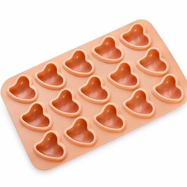OMKARIXA_Silicone_Heart_Shaped_Chocolate_Mold,_15_Cavity_Baking_Mold_for_Chocolate,_Candy,_Cake,_Jelly_&_Ice_Cubes,_Flexible_Silicone_Tray